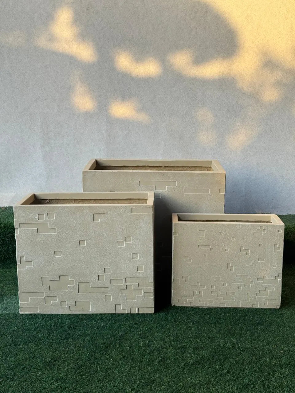 Beige Fiber Planter Set - Reactangular
