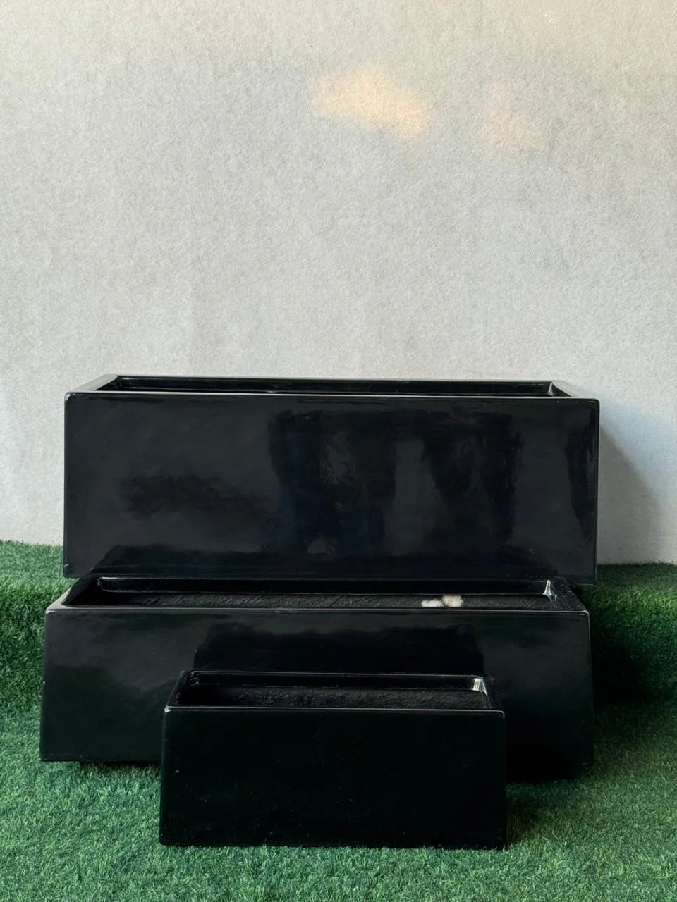 Rectangular Fiber Black Pot