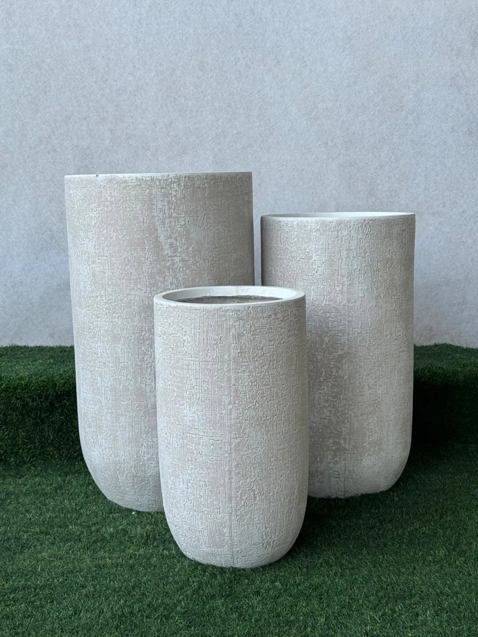White Textured Planters Set