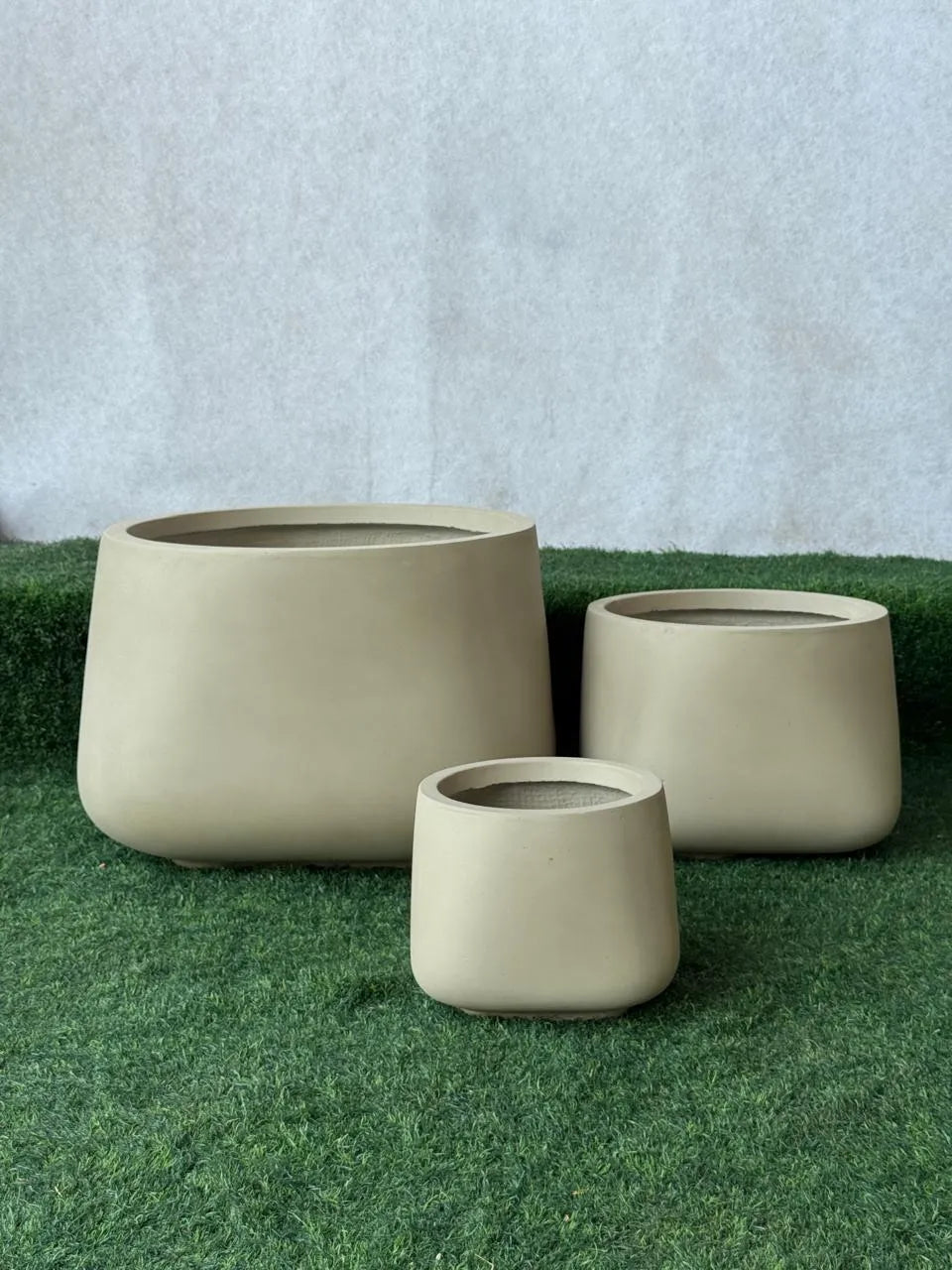Beige Fiber Pot Set